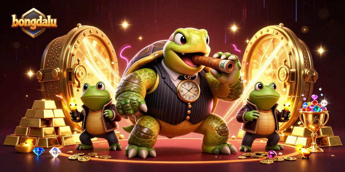 Bongdalu showcases a vibrant scene with a turtle mobster and frog enforcers amidst treasures of sports betting.