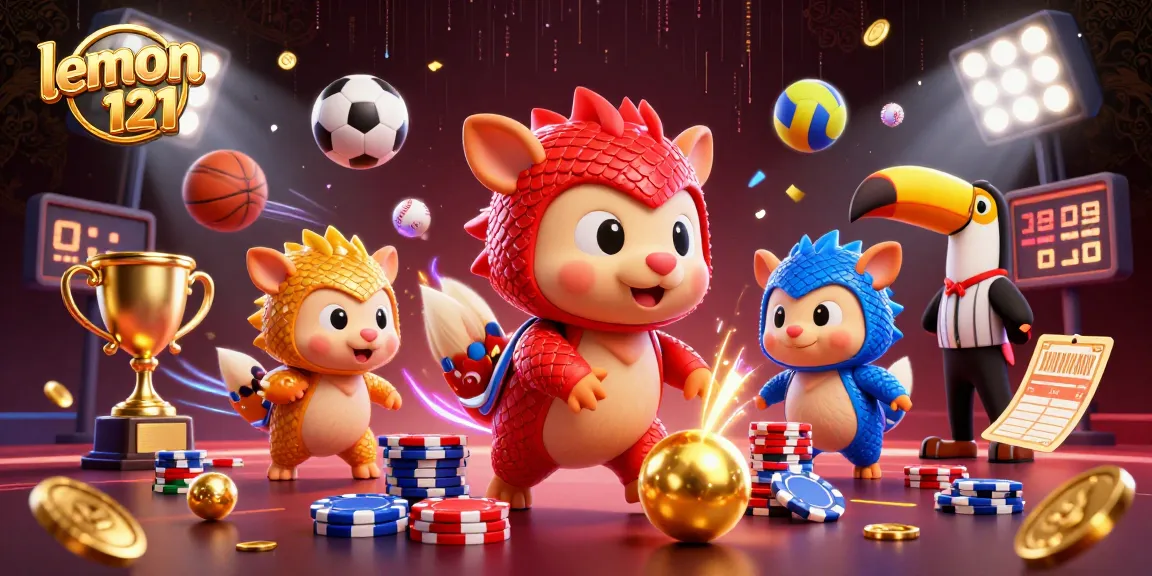 Engage with lemon 121 at a vibrant cartoon casino full of action and energy in this dynamic visual.