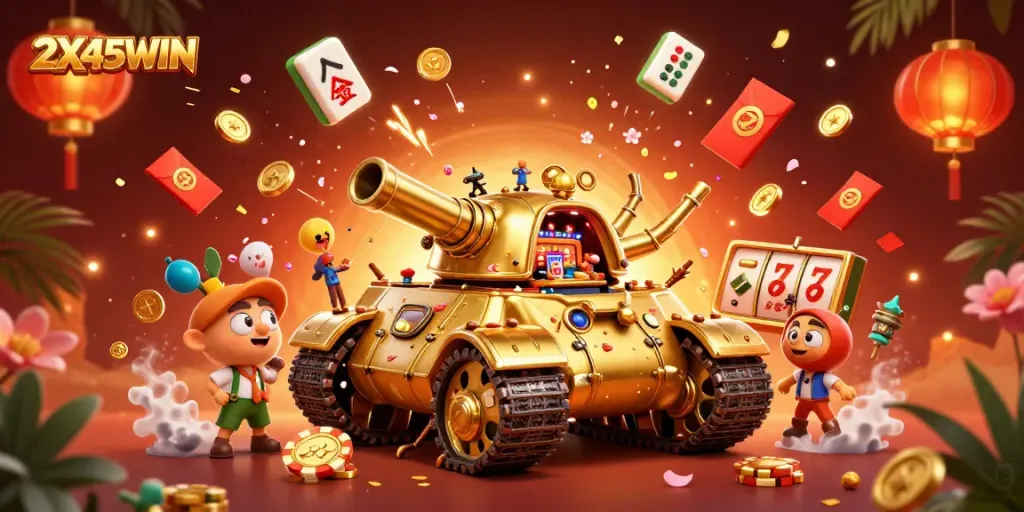 Simulasi 2X45WIN dengan tank kasino unik yang meriah dengan banyak elemen keberuntungan.