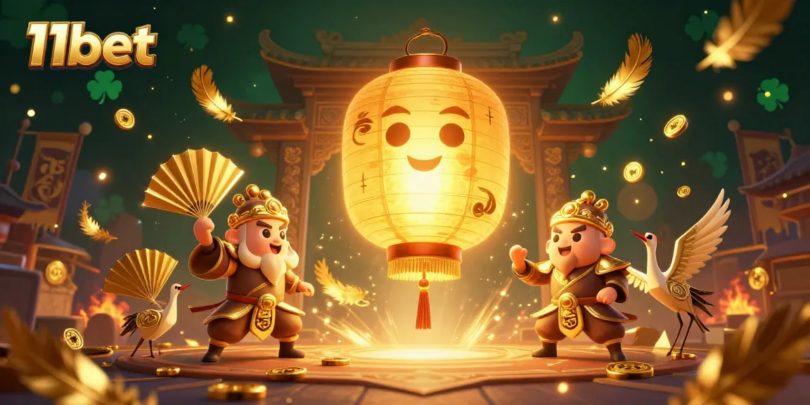 Experience thrilling gameplay with 11bet, featuring a vibrant casino scene filled with lucky symbols and golden tokens.