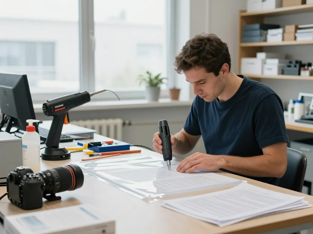 Removing bóc ép plastic from documents using advanced techniques in a professional setting