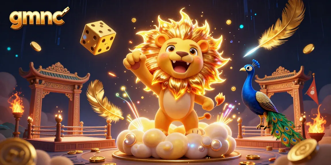 Experience the excitement of gmnc with a vibrant casino-themed 3D illustration featuring dynamic characters and gold coins.