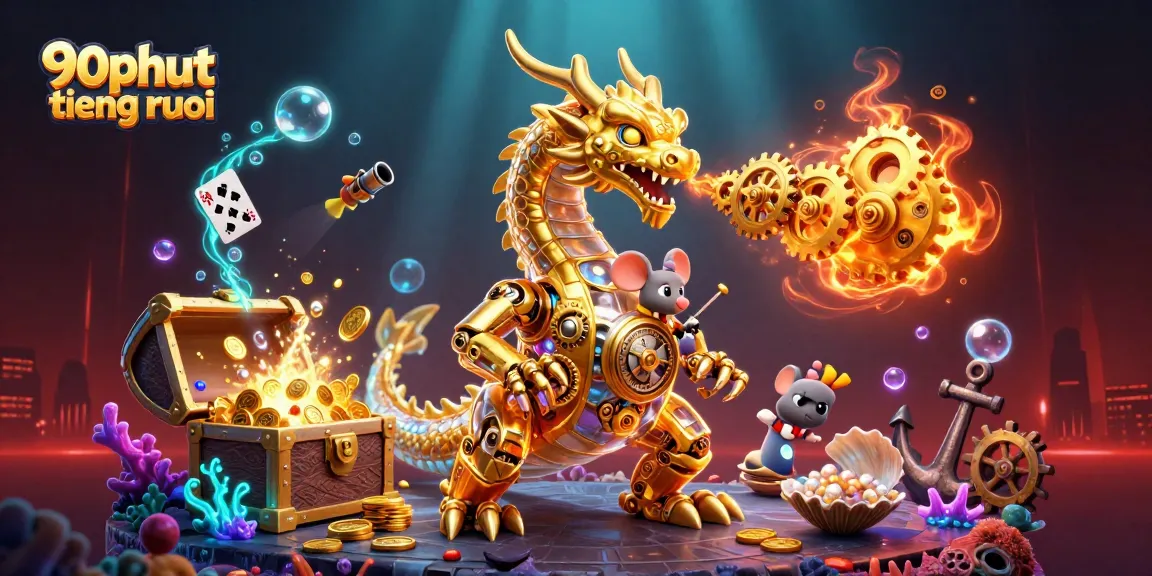 Experience the excitement of 90phut tiengruoi as the dragon breathes gears in this vibrant casino scene.