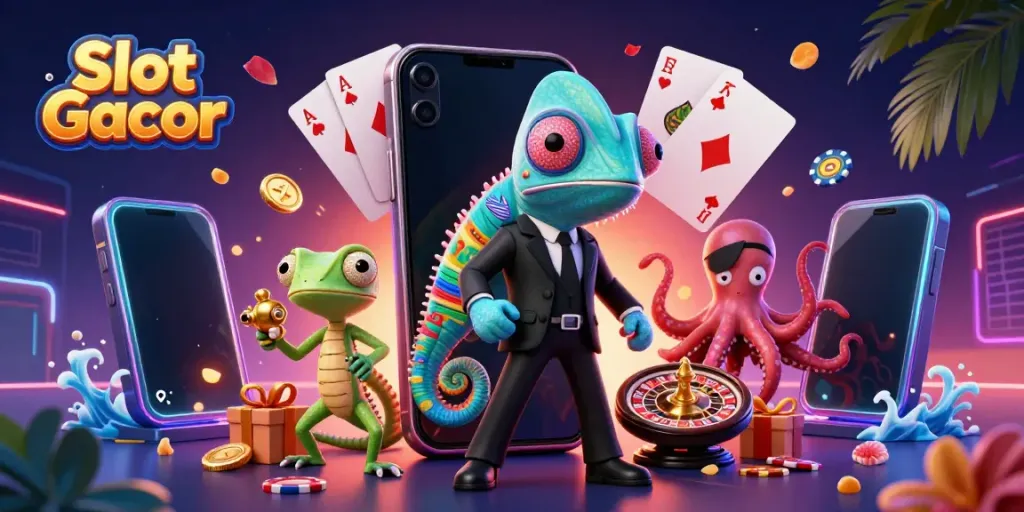 Experience the excitement of Slot Gacor with vibrant characters and thrilling game elements in a casino scene.