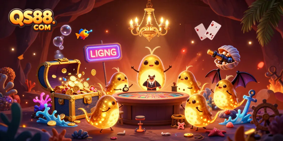 Experience thrilling moments at QS88. COM with glowworms lighting up a vibrant casino scene.