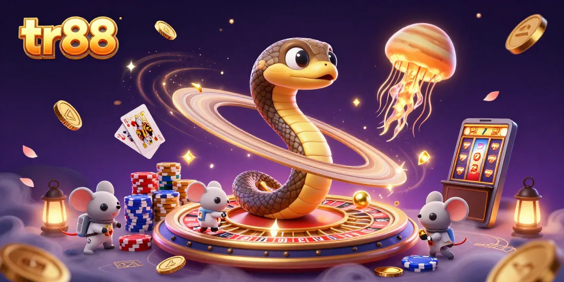 Experience thrilling bets at tr88 with a stunning cosmic casino scene full of vibrant elements.