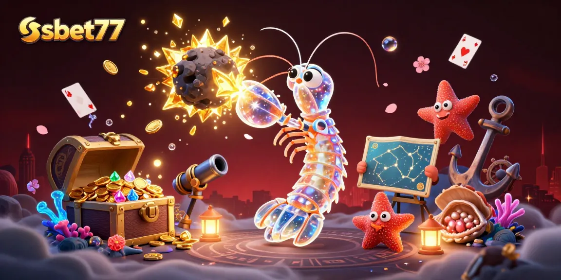 Experience thrilling wins at ssbet77, where a mantis shrimp heroically punches through asteroids of gold and gems.