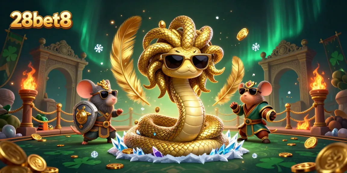 Experience thrilling adventures with 28bet8 at a vibrant online gaming arena featuring Medusa and a brave warrior!