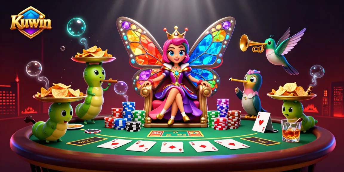 Experience the thrill of Kuwin with an illustration featuring vibrant characters and casino elements