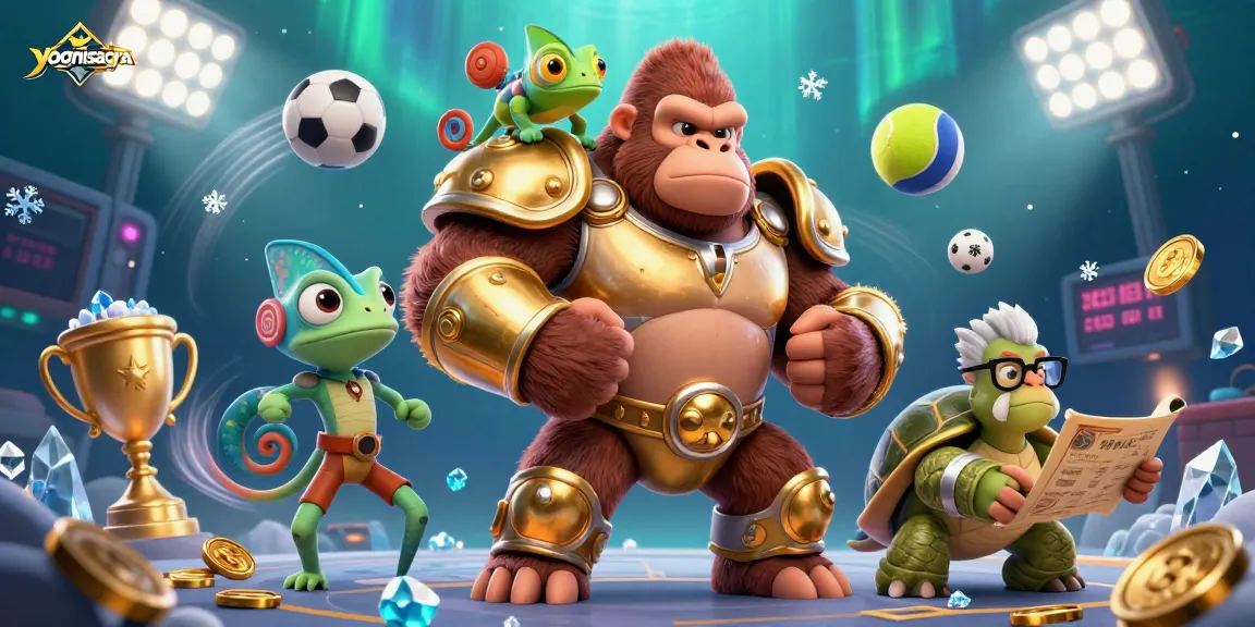 Yognisarga captures the excitement of sports betting with dynamic characters and vibrant elements.