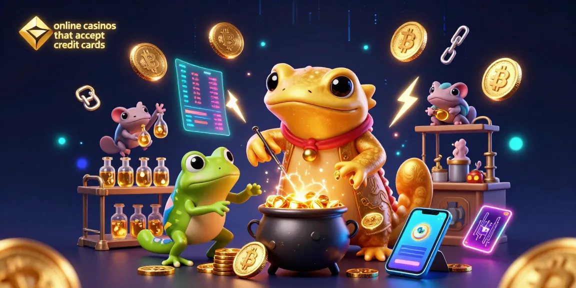 Engaging illustration of online casinos that accept credit cards with vibrant characters and casino elements.