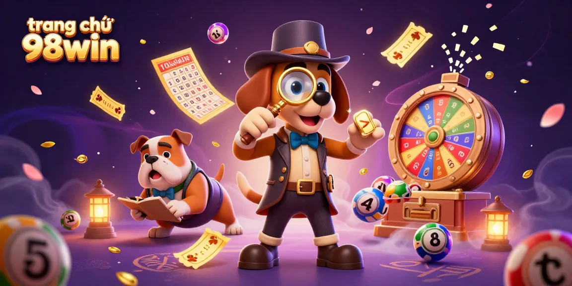 Experience the exciting world of trang chủ 98win with vibrant lottery balls and casino elements in a thrilling illustration.