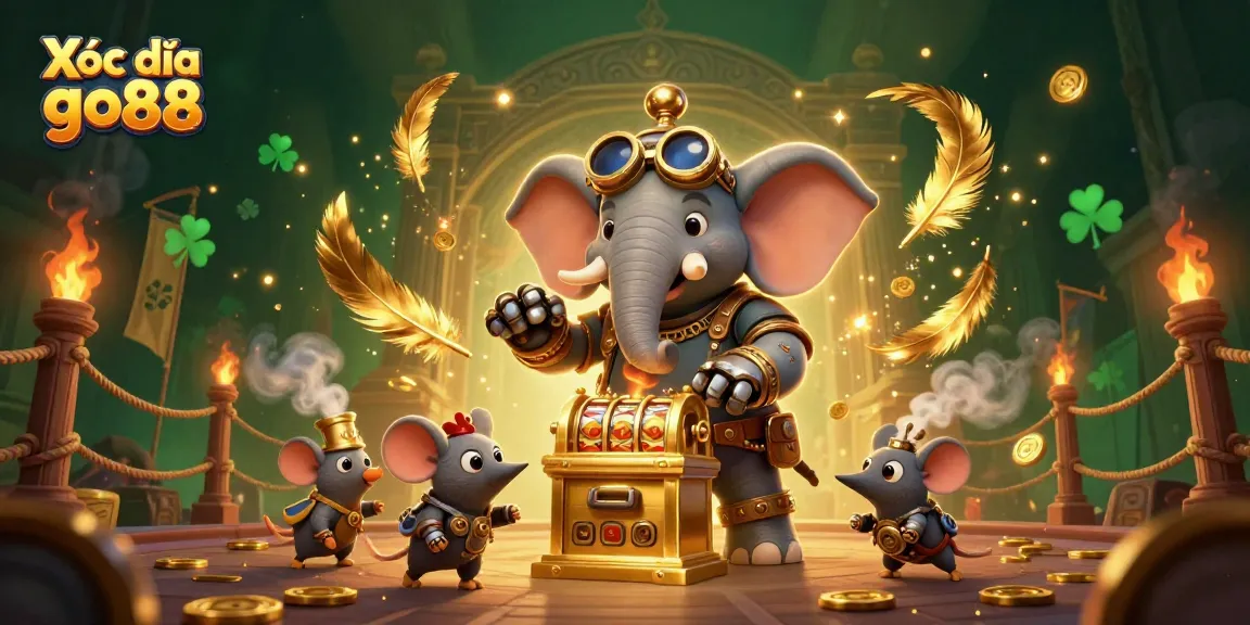 Experience thrilling Xóc đĩa go88 action with steampunk characters in a vibrant, detailed casino scene.