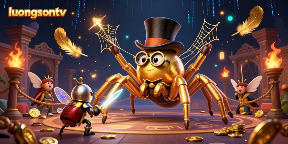 Experience thrilling moments with luongsontv as the giant tarantula weaves golden threads in a fantasy casino scene.