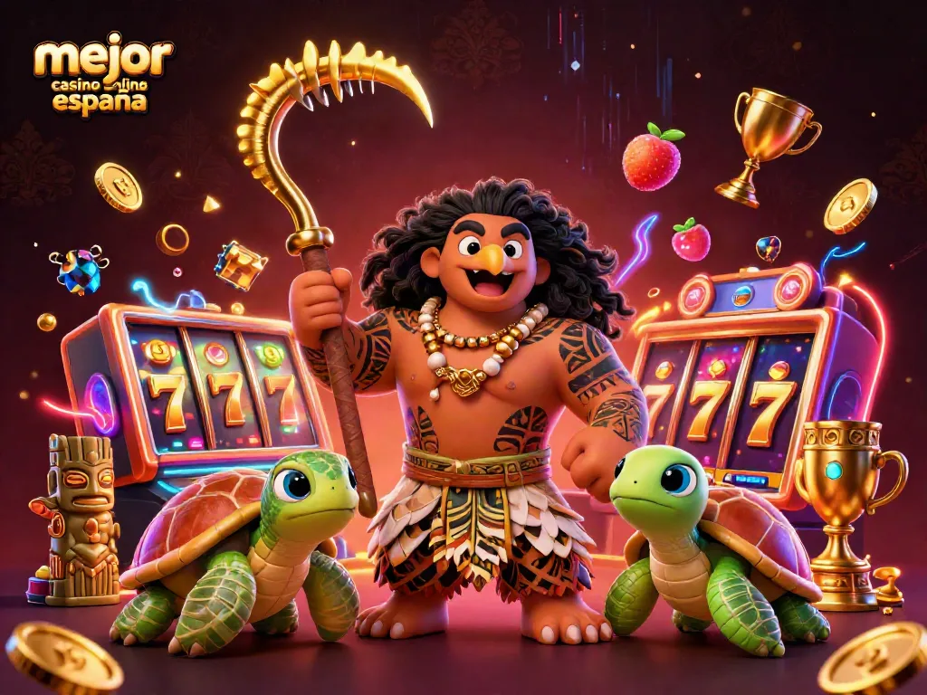 Descubre cómo jugar en el mejor casino online España a través de esta ilustración vibrante y dinámica.