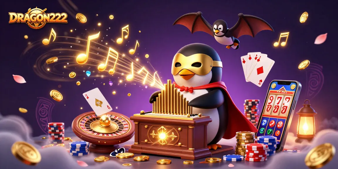 Experience the excitement of gaming with DRAGON222's dynamic 3D casino illustration showcasing thrilling elements.