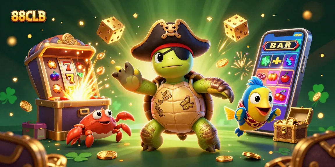 88CLB presents a vibrant 3D pirate scene with dynamic slot elements capturing gaming excitement.