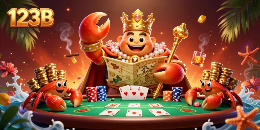Experience exciting gameplay in 123B's vibrant online casino scene filled with colorful poker elements.