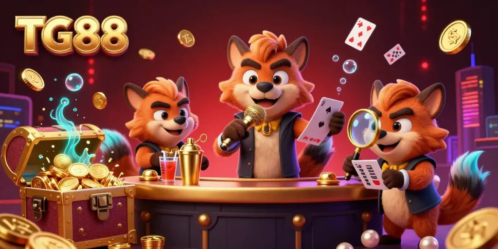Engage with TG88's lively casino scene where hyenas bring fun and comedy to the gaming experience with vibrant treasures.