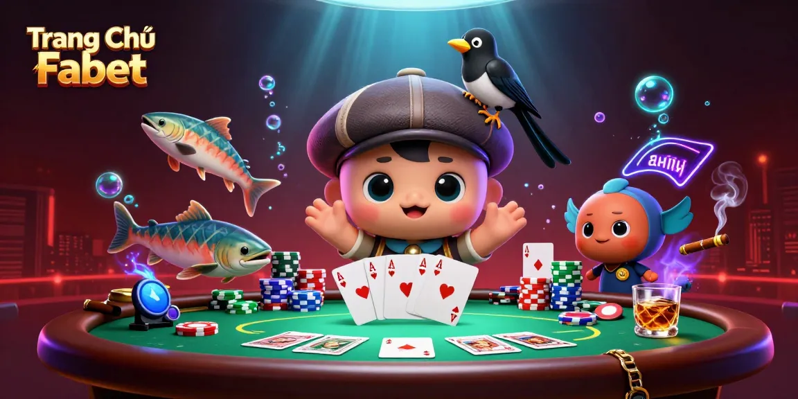 Engage with Trang Chủ Fabet's vibrant gaming scene showcasing characters in a lively casino atmosphere.