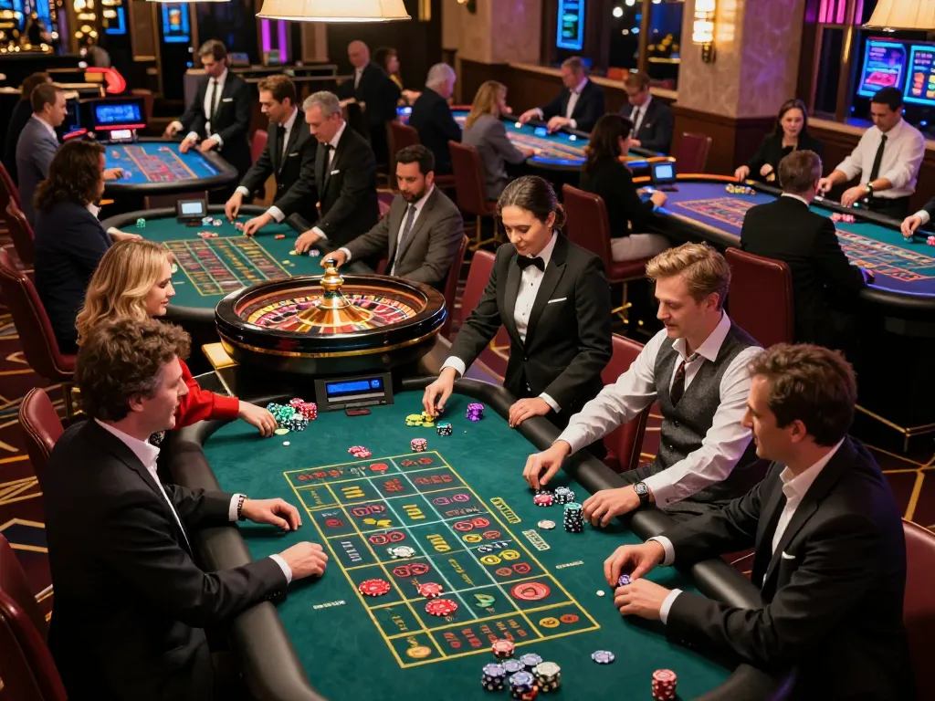 Players engaging in thrilling roulette gameplay at TT88 casino, vibrant atmosphere and colorful chips visible