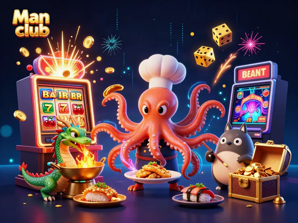 Engage with the vibrant scene of Man club featuring characters in a dynamic casino atmosphere.