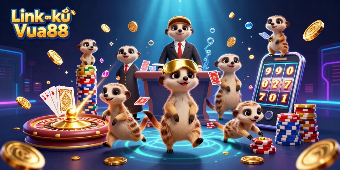 Engage with exciting gaming action, exploring Link đăng ký Vua88 at a vibrant, immersive casino scene.