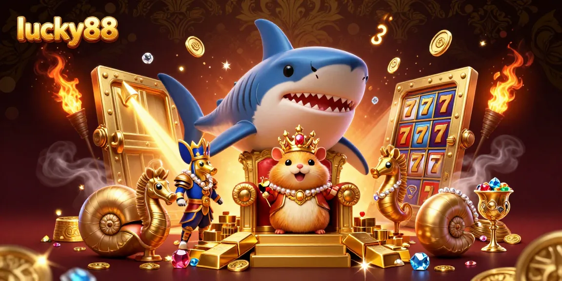 Experience the excitement of lucky88 with a vibrant 3D casino scene featuring a golden hamster king.