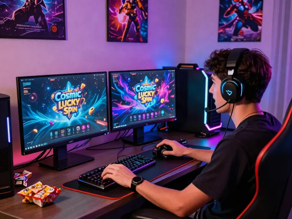 Experience high-performance gaming with bro138, showcasing a focused player in a cosmic gaming world.