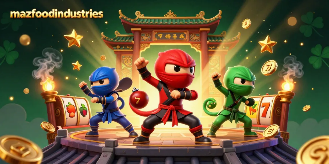 Experience thrilling gameplay with mazfoodindustries' vibrant slots showcased in a dynamic illustration.
