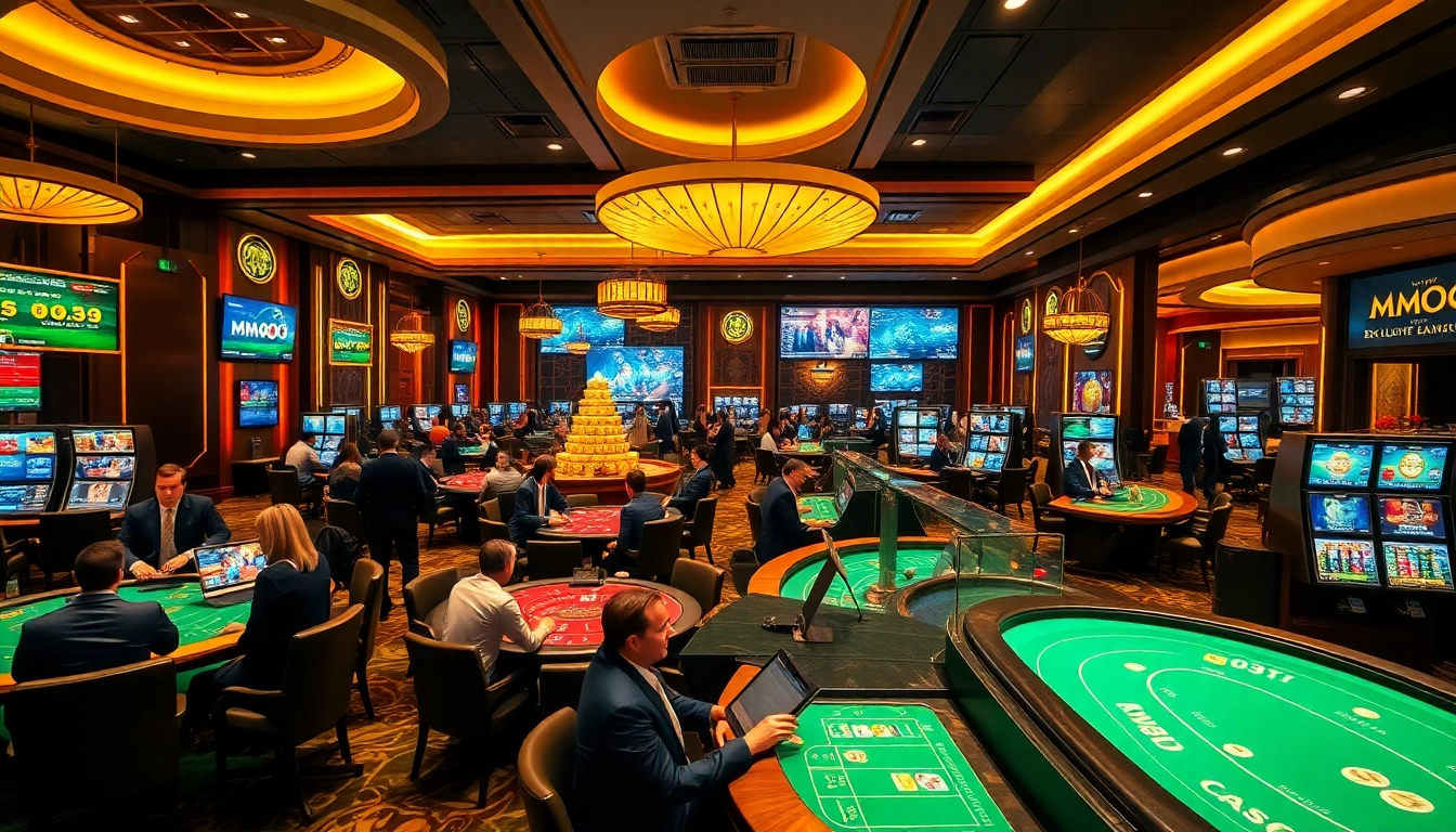 MMOO casino scene showcasing luxurious gaming experiences and vibrant player interactions.