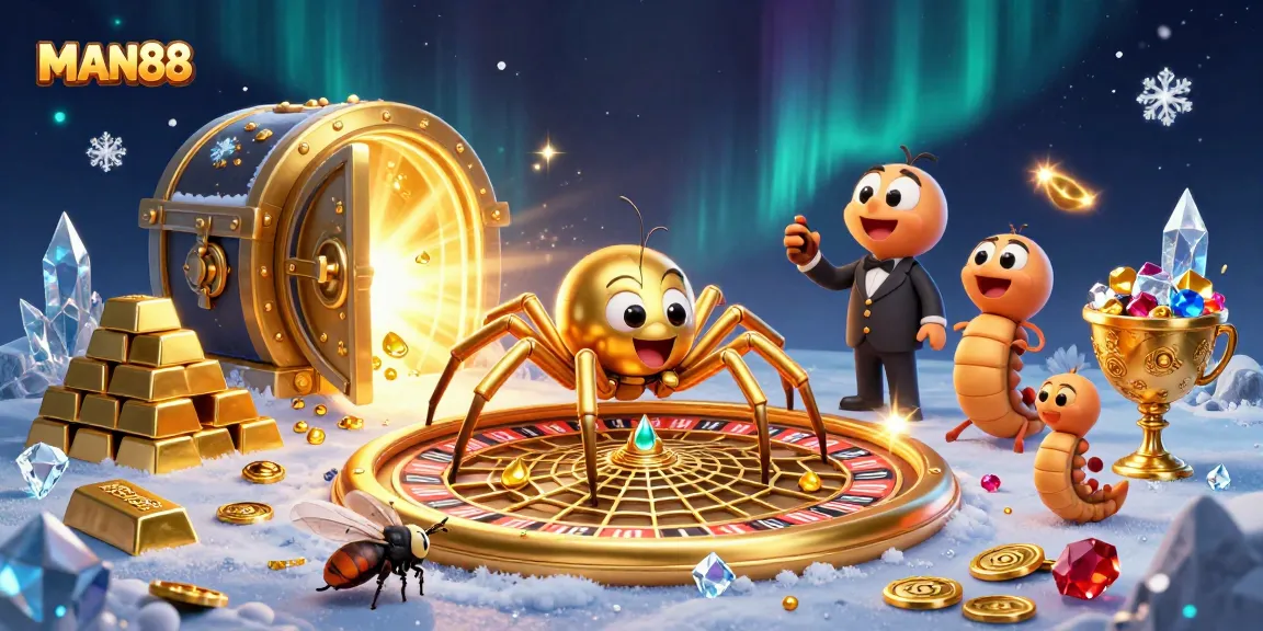 Engage with MAN88 in this vibrant 3D casino illustration featuring games and rich assets.
