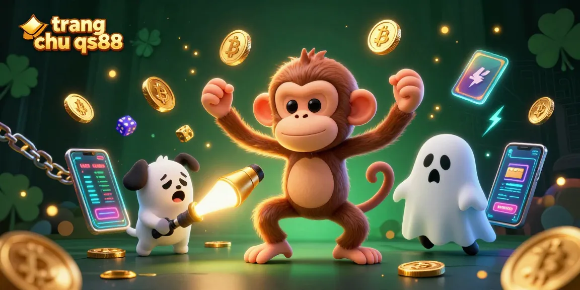 Engage in thrilling action at trang chu qs88 with a ghost-hunter puppy tracking a mischievous monkey in a vibrant 3D casino.