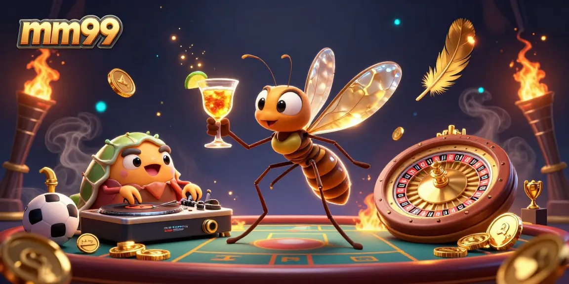 Experience the excitement of mm99 with a casino mascot as a frozen mosquito and a trilobite DJ.