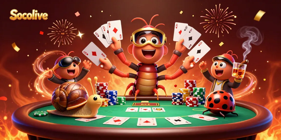 Socolive showcases a vibrant casino scene with a millipede dealer and high-stakes excitement.