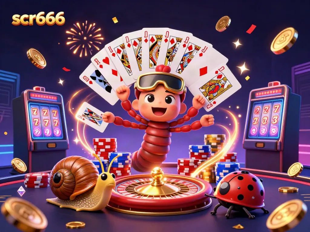 Experience the thrill of scr666 with a lively 3D casino scene filled with excitement and winning moments.