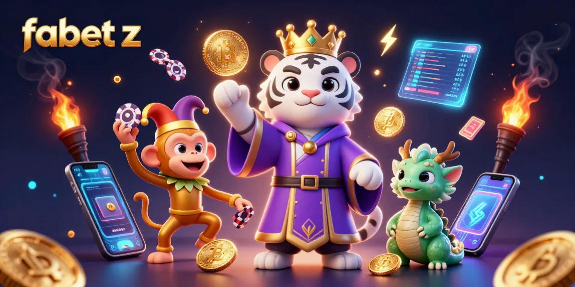 Experience the excitement of fabet z with this vibrant casino scene featuring dynamic characters and crypto elements.
