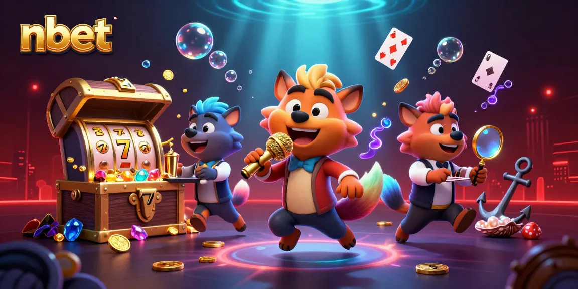 nbet shows a lively comedy casino scene with hyenas and colorful slot themes
