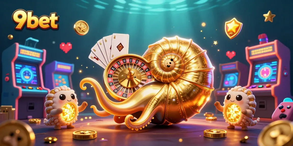 Experience the excitement of 9bet with a vibrant 3D casino scene featuring interactive game elements and colorful characters.