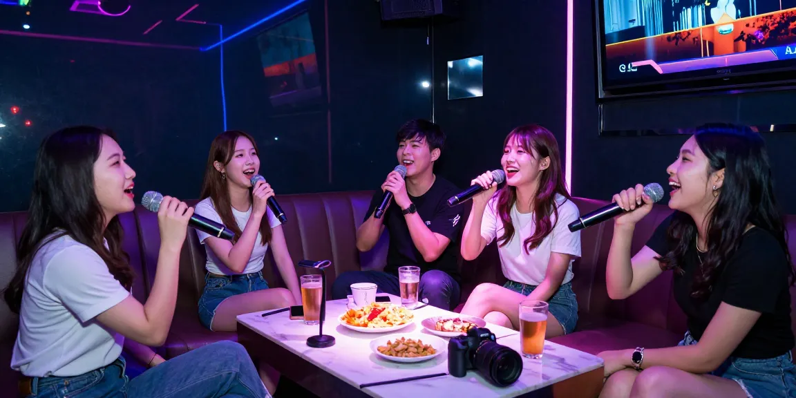 다낭 가라오케에서 즐거운 시간을 보내는 친구들 모습