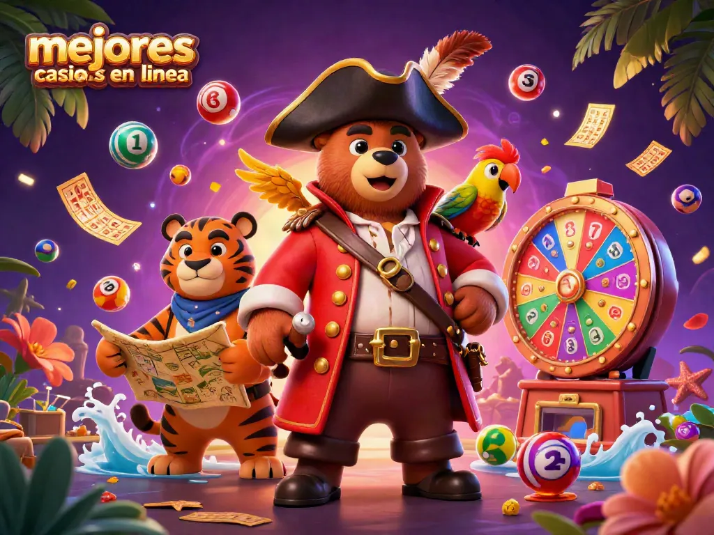 Explora los mejores casinos en línea con un divertido pirateo que muestra juegos y premios en un vibrante ambiente de azar.