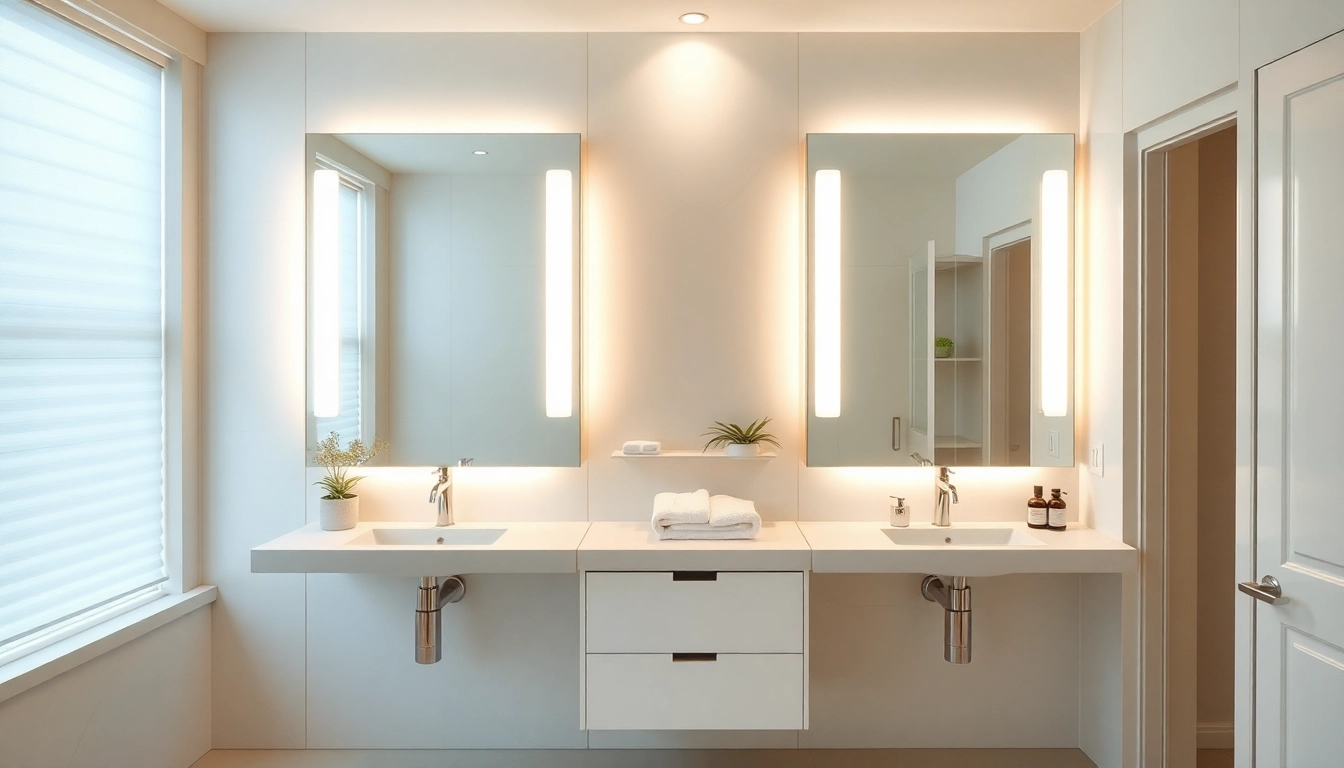 Enhance your space with illuminated bathroom cabinets featuring sleek design and elegant accents.