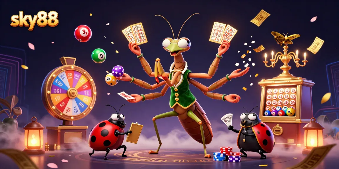 Engage with sky88's thrilling atmosphere, featuring a vibrant casino scene alive with games and energy.