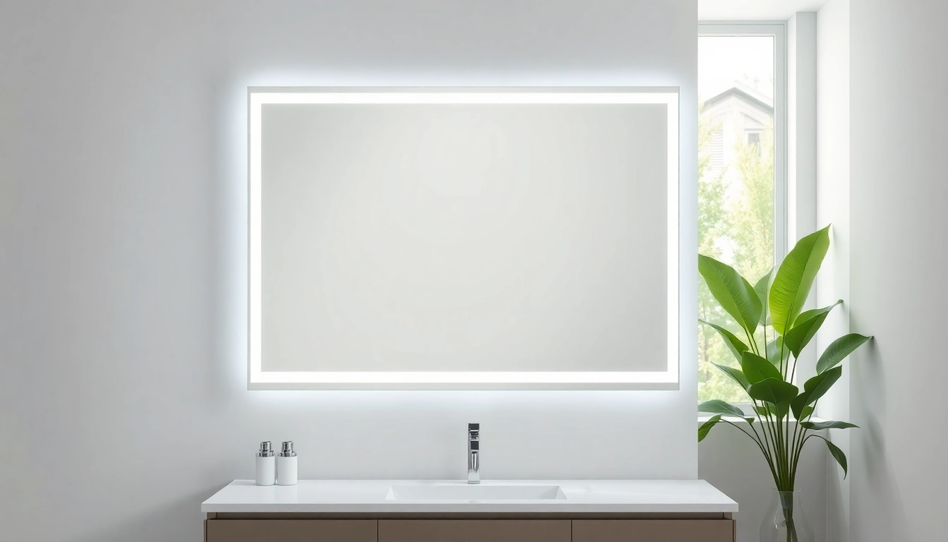 Reflect the elegance of a bathroom with this stunning elegant bathroom mirror featuring integrated LED lighting.