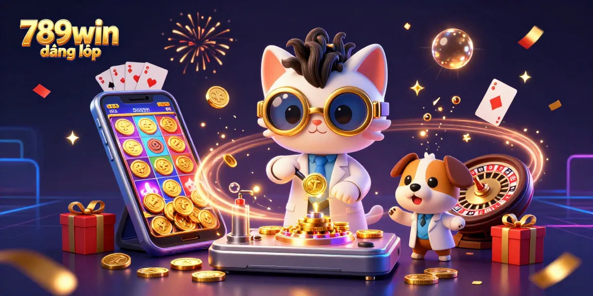 Experience winning with 789win đăng nhập as golden coins fly from gaming devices in this lively 3D scene.