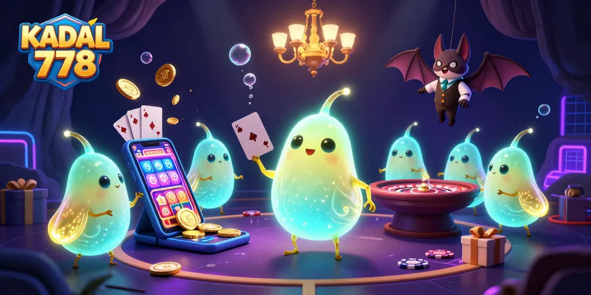 KADAL 778 showcases glowworms illuminating a vibrant casino scene with spinning slots and poker elements.