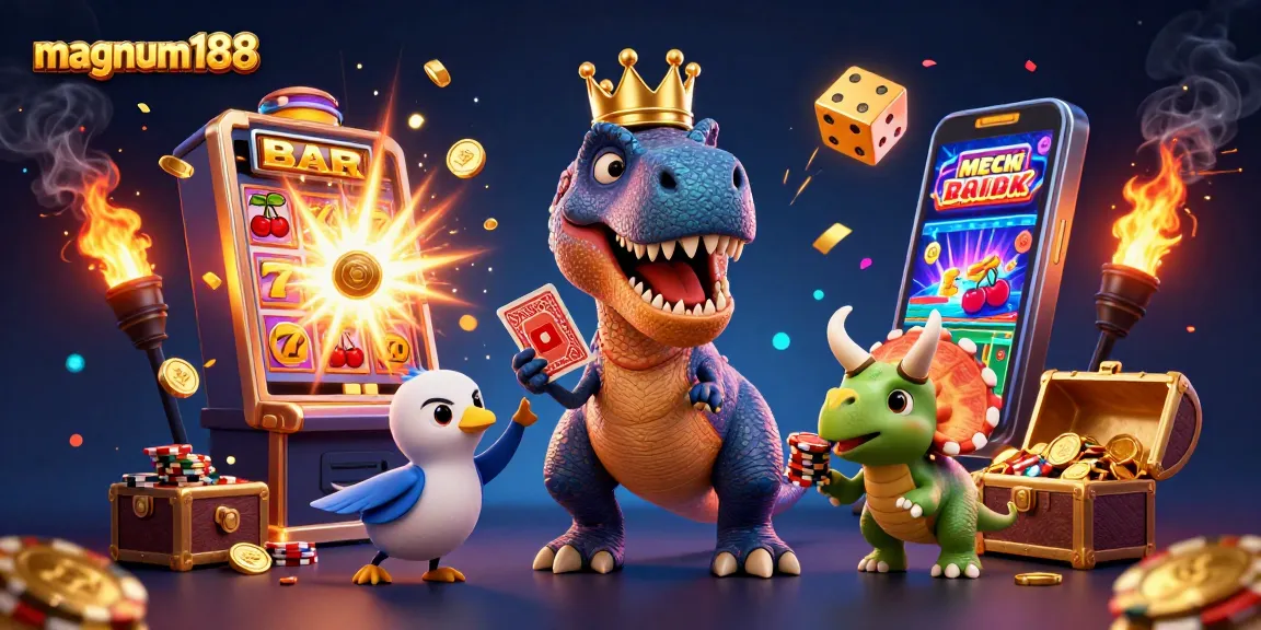 Spin the reels at magnum188 and join a lively casino adventure with friendly dinosaurs!
