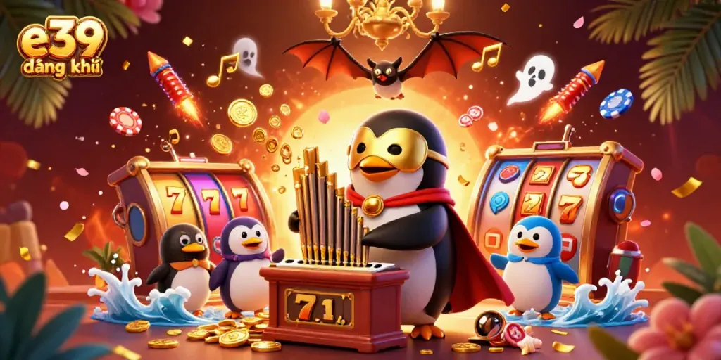 Spin to win with the e39 đăng ký experience in this vibrant 3D casino scene.