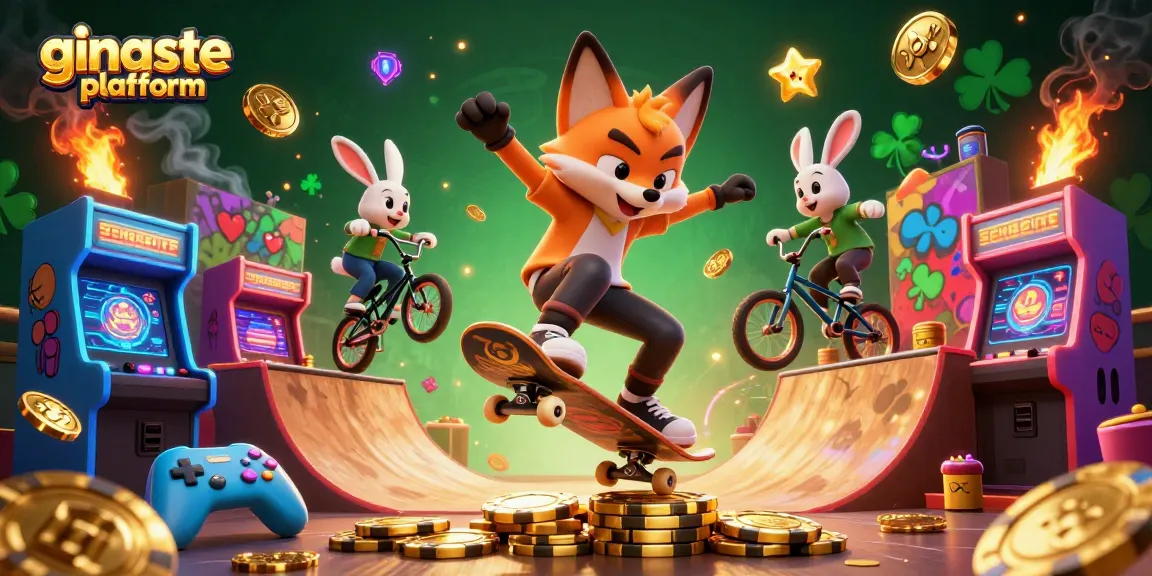 Experience thrilling wins at ginaste platform with vibrant 3D casino elements and dynamic characters.