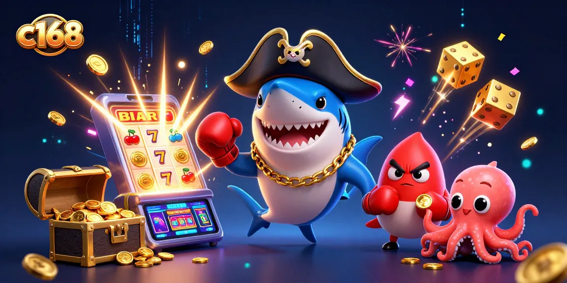 Experience big wins at c168 with our thrilling cartoon casino scene filled with vibrant characters!